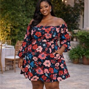 City studio Floral Long Sleeve Dress size XL